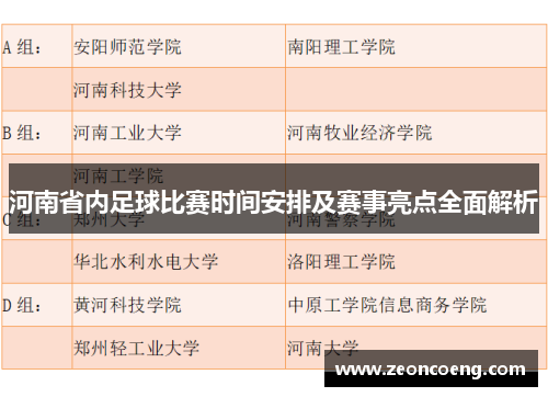 河南省内足球比赛时间安排及赛事亮点全面解析